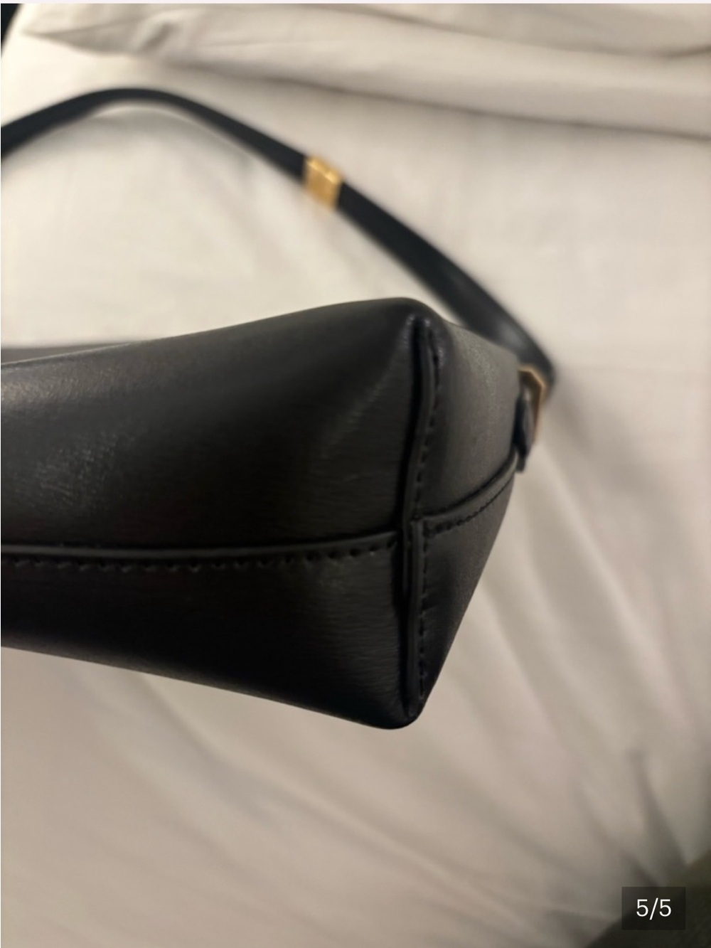 Toteme Black Leather Shoulder Bag Gold Tone Accents - Picture 5 of 9